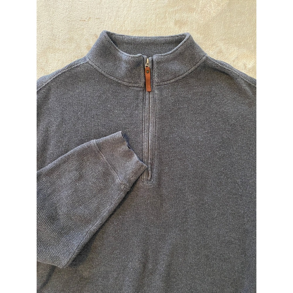 Woolrich Pullover 2XL Gray 1/4 Zip Waffle Knit Cotton Mock Neck Outdoor Layer
